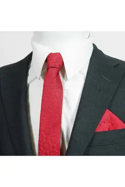 کراوات ست دستمال طرح‎دار قرمز 5.5cm برند Kravatistan کد 1656214570