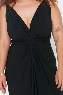 لباس مجلسی بافتنی طرح‎دار مشکی برند Trendyol Curve کد 1657080355