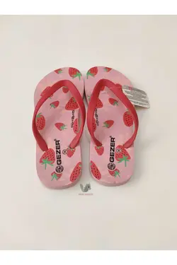 دمپایی استخر ساحلی کف کشی روزانه آبی انگشتی طرح‎دار طرح توت فرنگی پودر زنانه برند VARBEBEK کد 1661118994