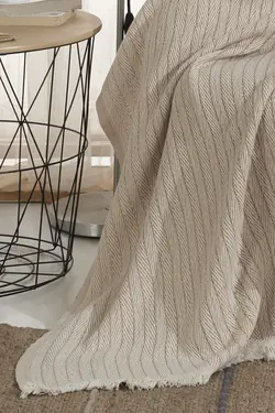 پتو روانداز مبل پنبه ای ورا بژ تکی 200x150cm برند Lux Touch کد 1661782338