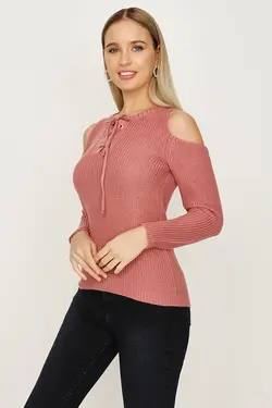 پلیور آستین طرحدار صورتی زنانه برند Select Moda کد 1662359564