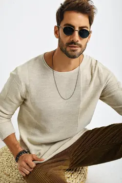 پلیور بافتنی اسپرت یقه طرح پانل مردانه برند CHUBA کد 1662712655