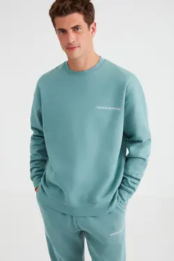 ست لباس راحتی ساده طرح‎دار گلدوزی شده سبز مردانه برند GRIMELANGE کد 1662932657