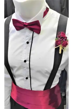 پاپیون ست گلدار زرشکی شلوار کمربند پارچه ای برند byYavuz کد 1663056251