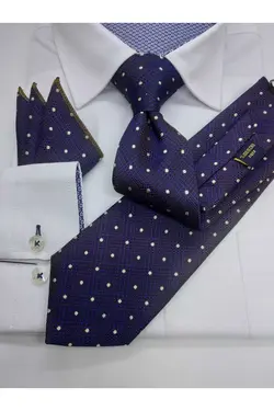 ست کراوات دستمال کلاسیک قهوه‎ای برند Gutiero کد 1663605670