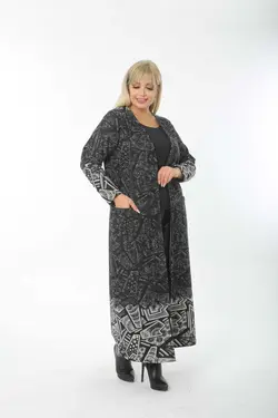 بافتنی پارچه جاکار آستین بلند سایز بزرگ پالتو پاییز زمستان برند Mami کد 1663770370