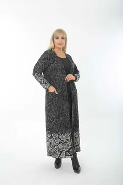 بافتنی پارچه جاکار آستین بلند سایز بزرگ پالتو پاییز زمستان برند Mami کد 1663770370