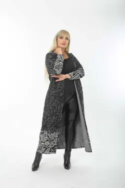 بافتنی پارچه جاکار آستین بلند سایز بزرگ پالتو پاییز زمستان برند Mami کد 1663770370