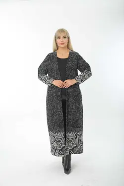 بافتنی پارچه جاکار آستین بلند سایز بزرگ پالتو پاییز زمستان برند Mami کد 1663770370