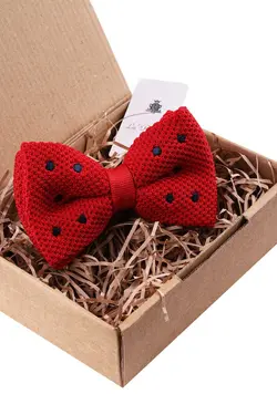 پاپیون بافتنی طرح خال خالی قرمز مردانه برند La Pescara کد 1663891805