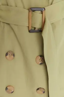 بارانی بلند طرح‎دار کمربند‎دار یشمی روشن بادگیر برند TRENDYOLMİLLA کد 1664967083