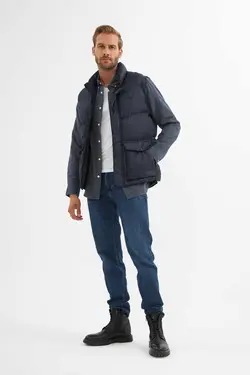 جلیقه پفدار طرح‎دار جیبدار سرمه ای مردانه برند Danger کد 1665242225