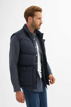 جلیقه پفدار طرح‎دار جیبدار سرمه ای مردانه برند Danger کد 1665242225