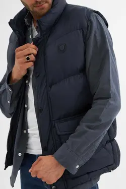 جلیقه پفدار طرح‎دار جیبدار سرمه ای مردانه برند Danger کد 1665242225