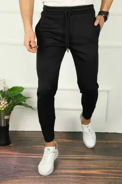 شلوار راحتی پارچه جاگر اسلیم فیت غواصی مشکی مردانه برند çerme کد 1665238627