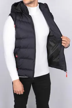 جلیقه کلاهدار پفدار سرمه ای کورتیس برند MRD SPORT کد 1665842109
