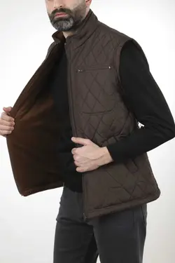 جلیقه قالب راحت جیب دار پفدار پنبه دوزی شده داخل قهوه‎ای مردانه برند neowit کد 1665842108