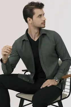 پیراهن جعبه‎دار کادو اسلیم فیت سبز تیره برند Etikmen کد 1665840904