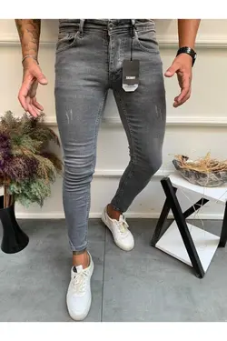 شلوار جین لایکرا طوسی لاغر مردانه برند OneZero کد 1665985391