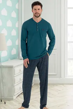 لباس راحتی پایین پانیه چهارخانه آستین بلند 100پنبه مردانه برند Erse کد 1666173008