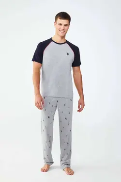 لباس راحتی گرد یقه ملانژ طوسی مردانه برند US Polo Assn کد 1666159513