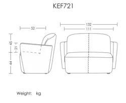 مبل دونفره دسته دار آرتمن مدل KEF721