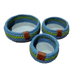 سبد گرد قلاب بافی تریکو مدل خونه زیبا مجموعه 3 عددی