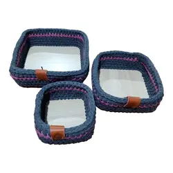 سبد قلاب بافی تریکو مدل خونه زیبا مجموعه 3 عددی