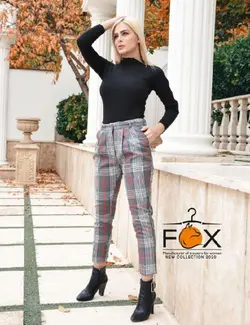 شلوار پشمی چهارخونه زنانه