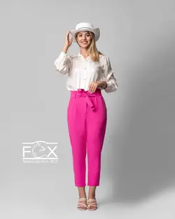 شلوار بوگاتی پارچه ای زنانه مام استایل پیلی دار