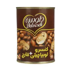 خرید کنسرو لوبیا چیتی با قارچ 400 گرمی دلوسه - فروشگاه اینترنتی گانوکو
