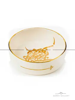 کاسه خوشنویسی سرامیکی-نوشته طلایی | فروشگاه صنایع دستی گره گالری | خرید آنلاین صنایع دستی، کادو و هدایای تبلیغاتی