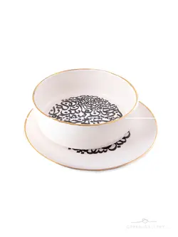 کاسه سرامیکی گرد خوشنویسی-نوشته مشکی | فروشگاه صنایع دستی گره گالری | خرید آنلاین صنایع دستی، کادو و هدایای تبلیغاتی