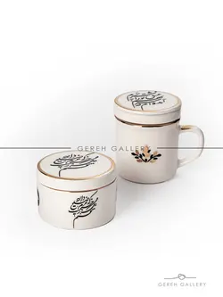 ماگ دمنوش خوشنویسی | فروشگاه صنایع دستی گره گالری | خرید آنلاین صنایع دستی، کادو و هدایای تبلیغاتی