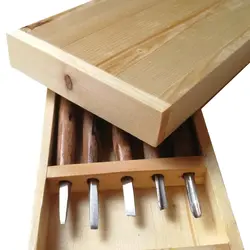 ست 5 عددی مغار دسته چوبی (همراه با جعبه چوبی)
