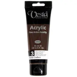 رنگ اکریلیک وستا قهوه ای مدل ۳ حجم ۷۵ میلی لیتر Burnt Umber
