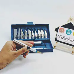 کاتر قلمی حرفه ای با تیغ جراحی (مجموعه 13 عددی)