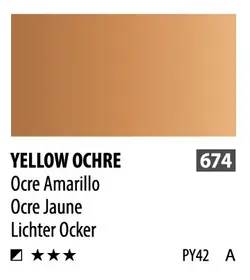 آبرنگ فوق آرتیست شین هان PWC سری A رنگ (Yellow ochre 674)