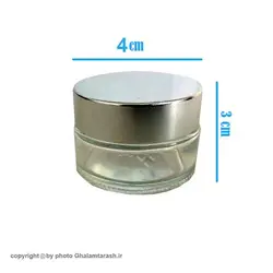 دوات خوشنویسی شیشه ای شفاف با درب نقره ای متوسط
