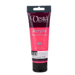 رنگ اکریلیک وستا کد fluorescent pink 113 حجم 75 میل