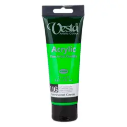 رنگ اکریلیک وستا کد fluorescent green 116 حجم 75 میل