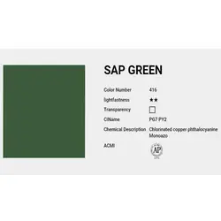 آبرنگ حرفه ای شین هان sap green 416 (حجم 7.5 میل)