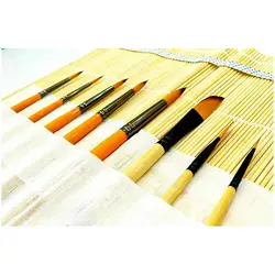 ست قلم موی شمشیری و سرگرد پارس آرت + کیف قلم موی حصیری