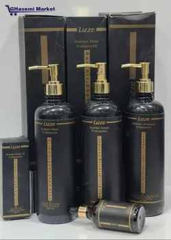پک کامل کراتین لیز LIzze برزیل درحجم 2800میلی لیتر شامپو پروتئین + کراتین+ماسک+روغن آرگان