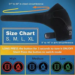 ماساژور پد گرمایش شانه sticro برای تسکین درد، بریس‌های بسته‌بندی حرارتی ماساژ ارتعاشی برای شانه منجمد راست چپ، آسیب روتاتور کاف، آرتروز، هدیه مناسب برای مردان زن – S/M/