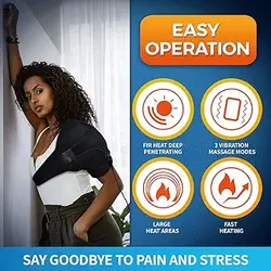 ماساژور پد گرمایش شانه sticro برای تسکین درد، بریس‌های بسته‌بندی حرارتی ماساژ ارتعاشی برای شانه منجمد راست چپ، آسیب روتاتور کاف، آرتروز، هدیه مناسب برای مردان زن – S/M/