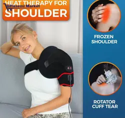 ماساژور پد گرمایش شانه sticro برای تسکین درد، بریس‌های بسته‌بندی حرارتی ماساژ ارتعاشی برای شانه منجمد راست چپ، آسیب روتاتور کاف، آرتروز، هدیه مناسب برای مردان زن – S/M/