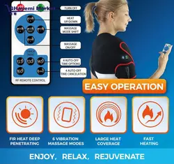 ماساژور پد گرمایش شانه sticro برای تسکین درد، بریس‌های بسته‌بندی حرارتی ماساژ ارتعاشی برای شانه منجمد راست چپ، آسیب روتاتور کاف، آرتروز، هدیه مناسب برای مردان زن – S/M/