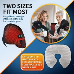 ماساژور پد گرمایش شانه sticro برای تسکین درد، بریس‌های بسته‌بندی حرارتی ماساژ ارتعاشی برای شانه منجمد راست چپ، آسیب روتاتور کاف، آرتروز، هدیه مناسب برای مردان زن – S/M/