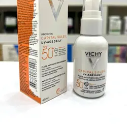 کرم ضد آفتاب و ضد پیری و جوانساز بی رنگ ویشی VICHI مدل Capital Soleil حجم 40 میل| ضد چروک و ضد لک، SPF50+